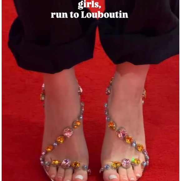 Louboutin Multi-Color Gem Slingback Heels - Picture 4 of 5